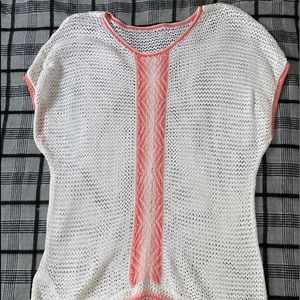 white & orange mesh top